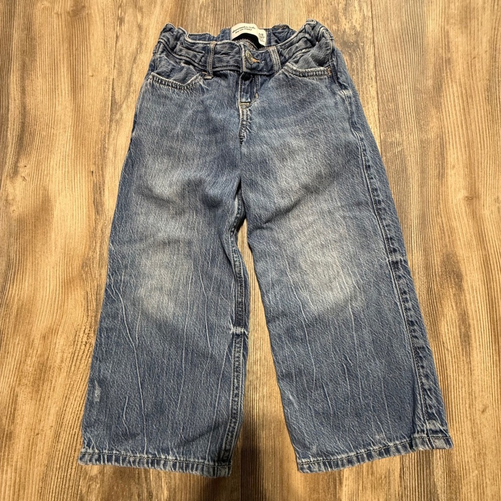 Kids Abercrombie Kids Baggy Jeans Blue Denim Low Rise Streetwear 5/6 Short